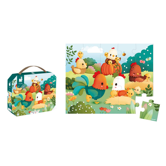 Puzzle Bienvenido al corral, 20 piezas, Granja - Janod