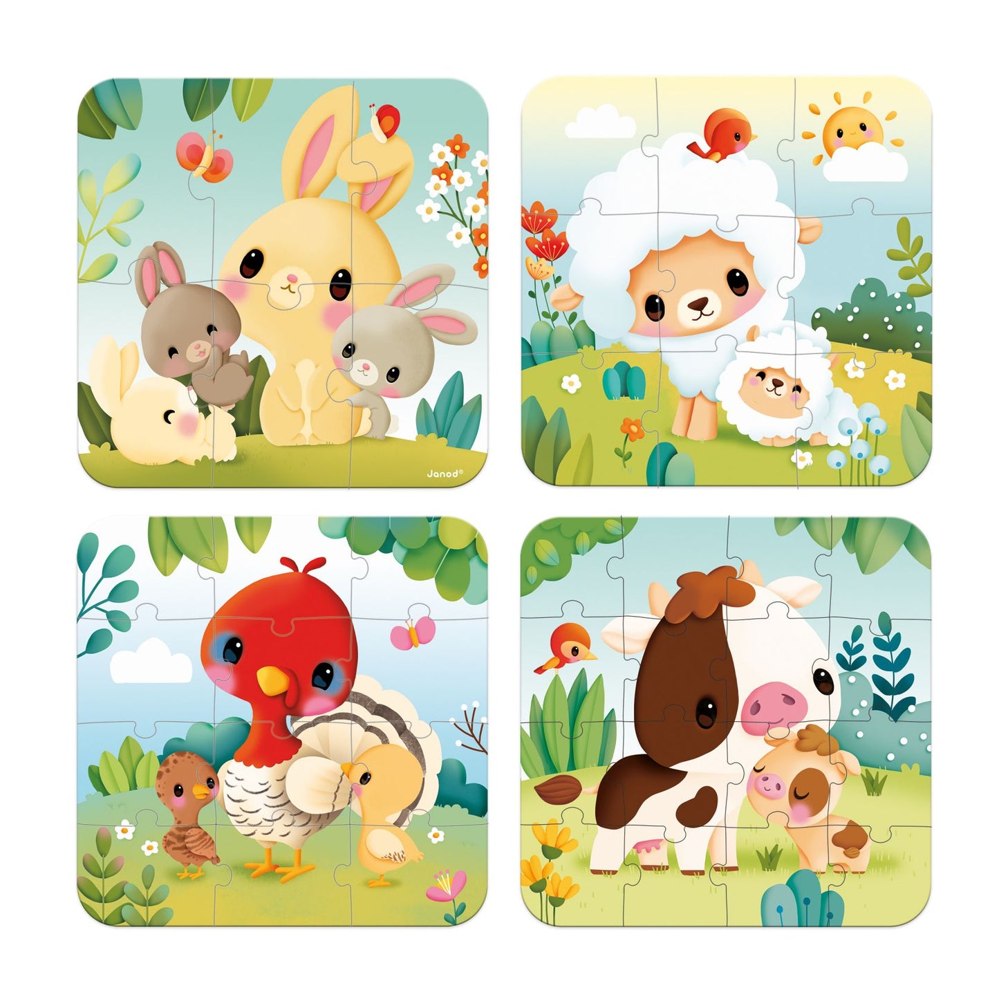 Set de 4 puzzles evolutivos de los animales, Granja - Janod