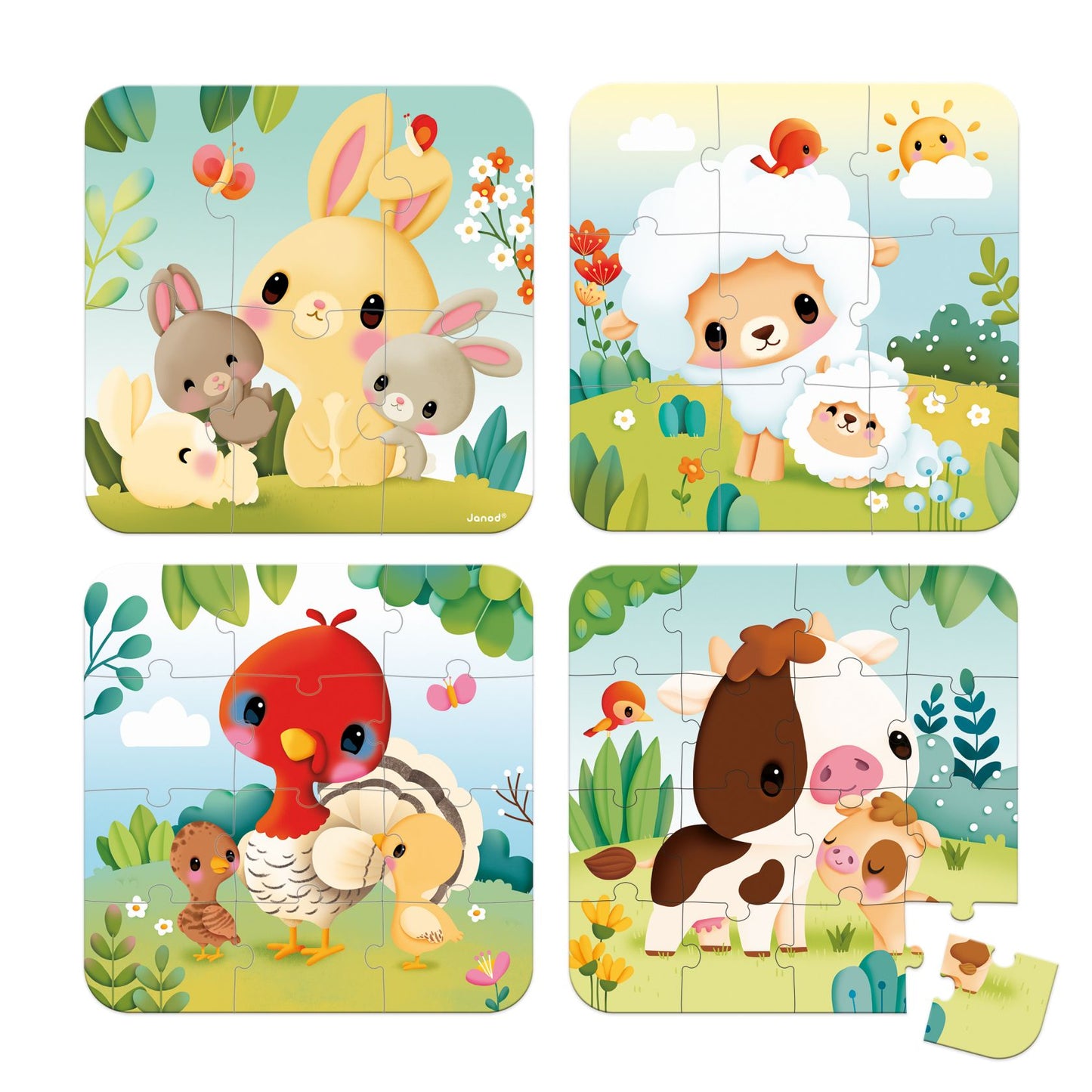 Set de 4 puzzles evolutivos de los animales, Granja - Janod