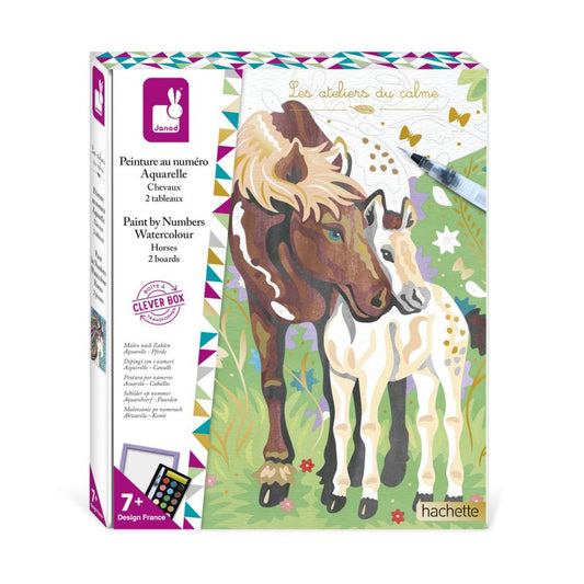 Pintura por números con acuarela, Caballos - Janod