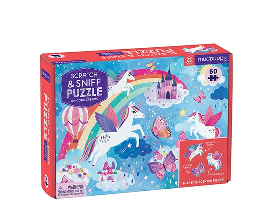 Puzzle Sueño de unicornios 60 piezas, rasca y huele - Mudpuppy