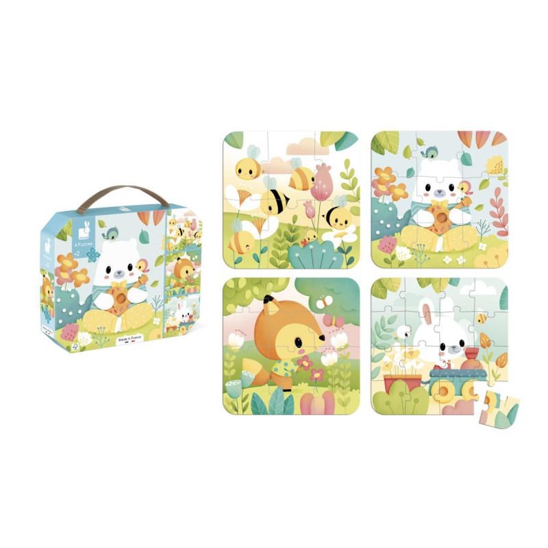 4 puzzles Pure, 6, 9, 12, 16 piezas - Janod
