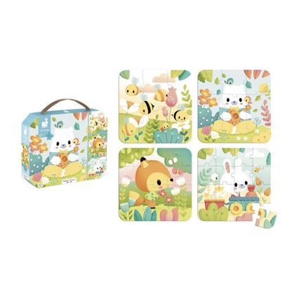 4 puzzles Pure, 6, 9, 12, 16 piezas - Janod