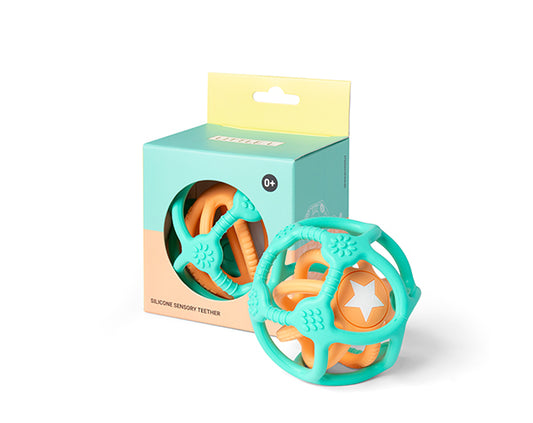 Pack de 2 pelotas mordedores silicona, Verde y Naranja - Little L