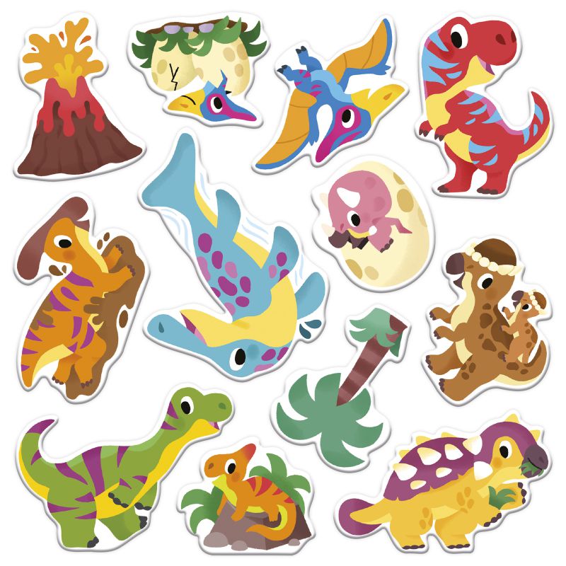 Pegatinas gruesas reposicionables, Dinos - Janod