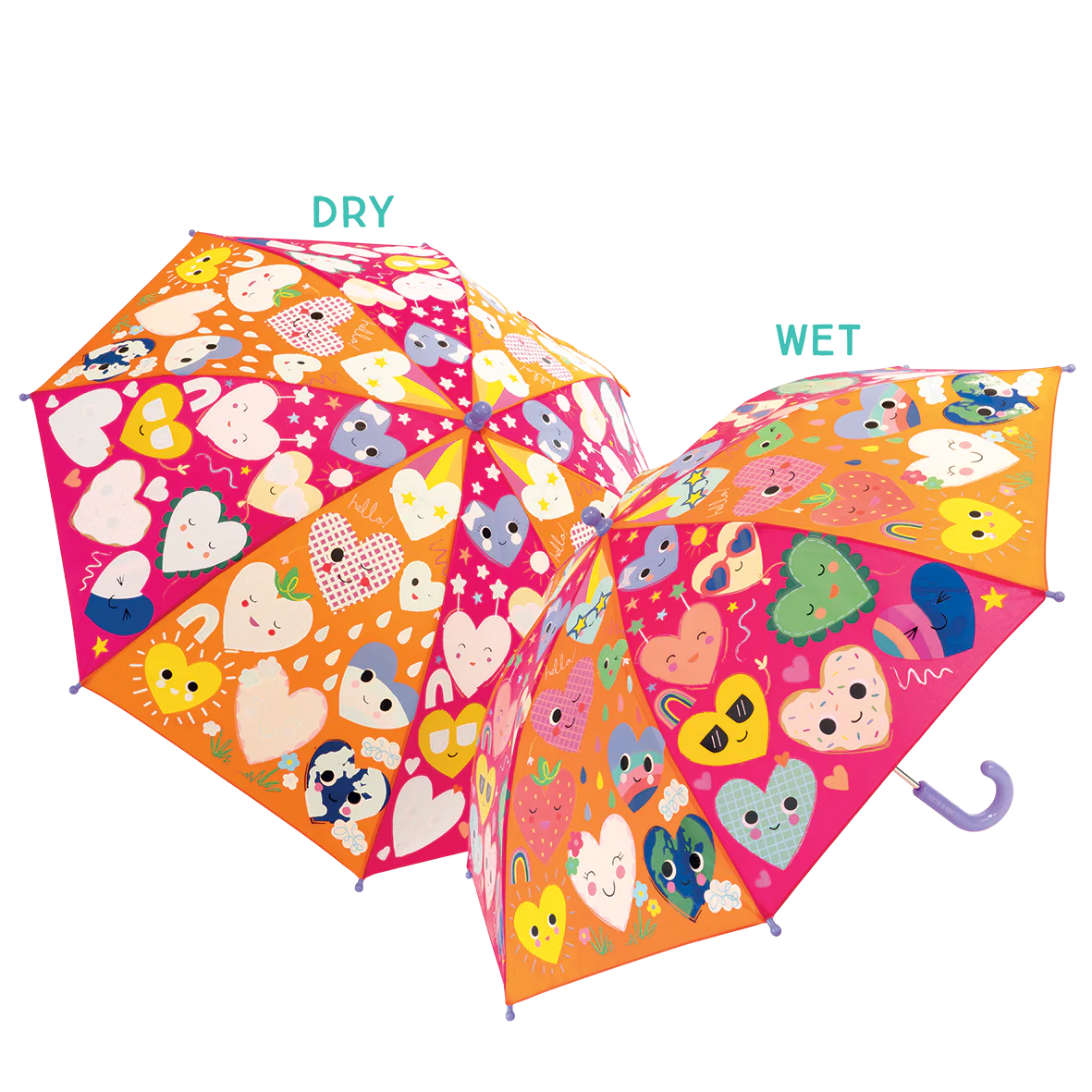 Paraguas +6, cambia de color, Corazones - Floss & Rock