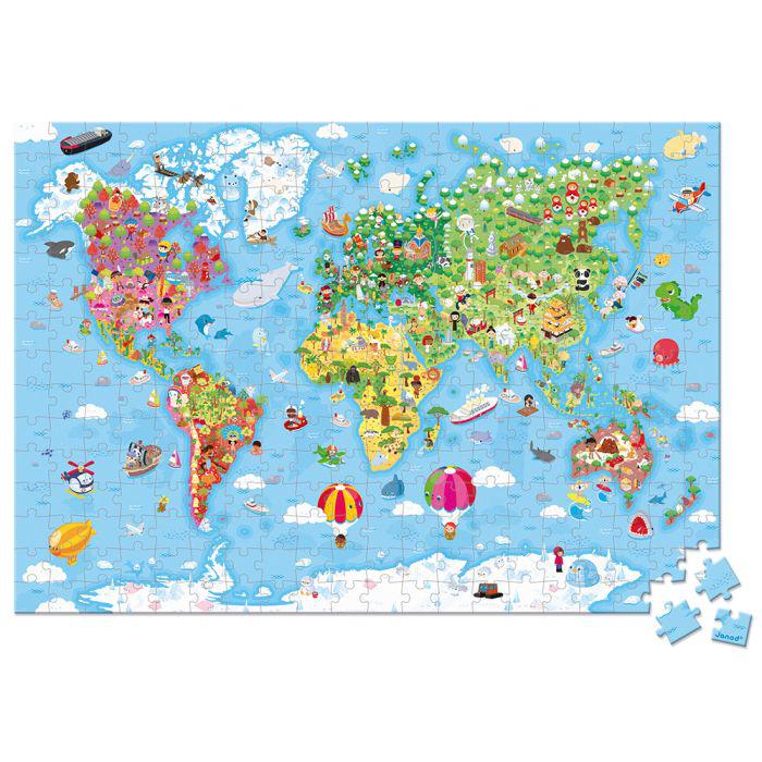 Puzzle gigante Atlas mundial, 300 piezas - Janod