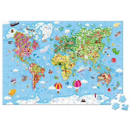 Puzzle gigante Atlas mundial, 300 piezas - Janod