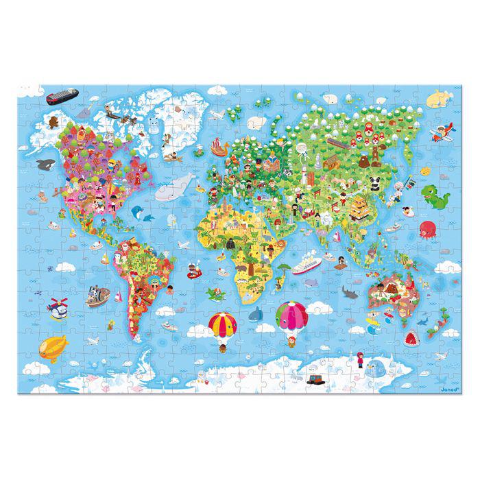 Puzzle gigante Atlas mundial, 300 piezas - Janod