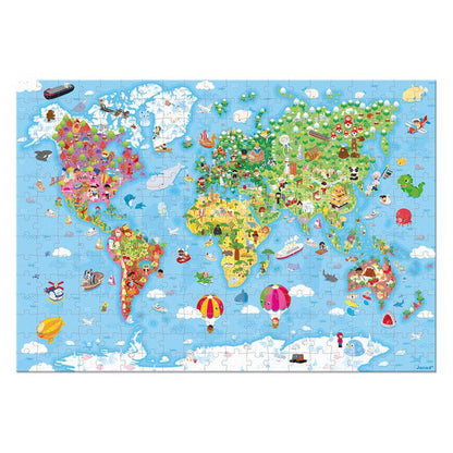 Puzzle gigante Atlas mundial, 300 piezas - Janod