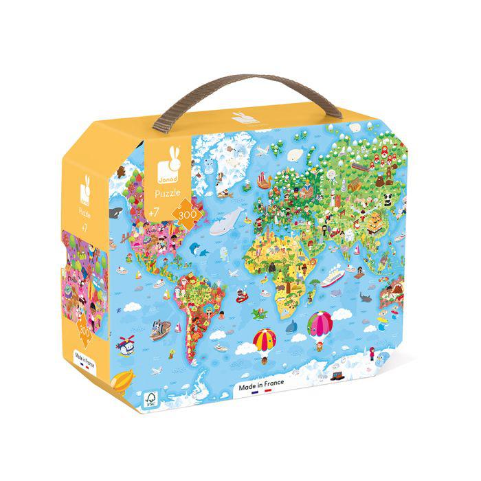 Puzzle gigante Atlas mundial, 300 piezas - Janod