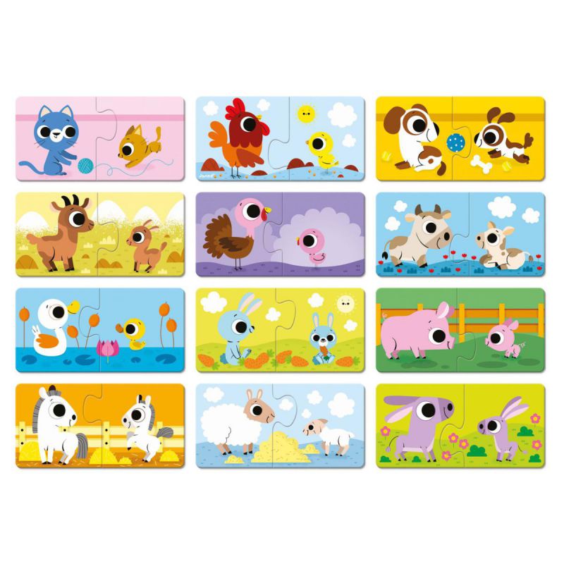 Puzzles padres y bebés animales - Janod