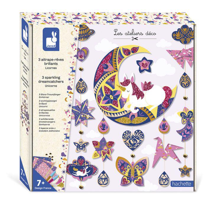 3 Atrapasueños brillantes, Unicornios - Janod