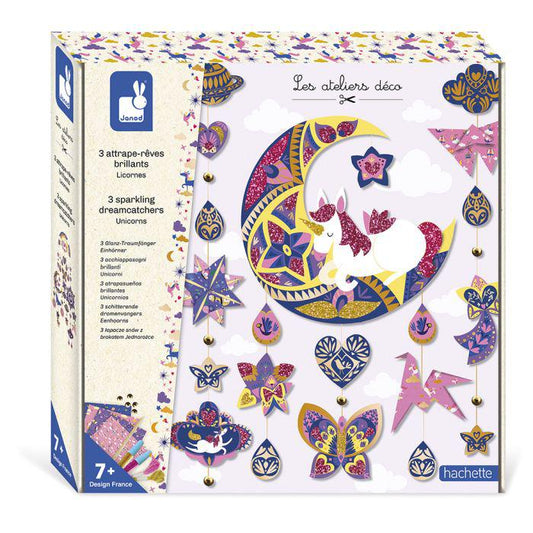 3 Atrapasueños brillantes, Unicornios - Janod