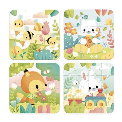 4 puzzles Pure, 6, 9, 12, 16 piezas - Janod