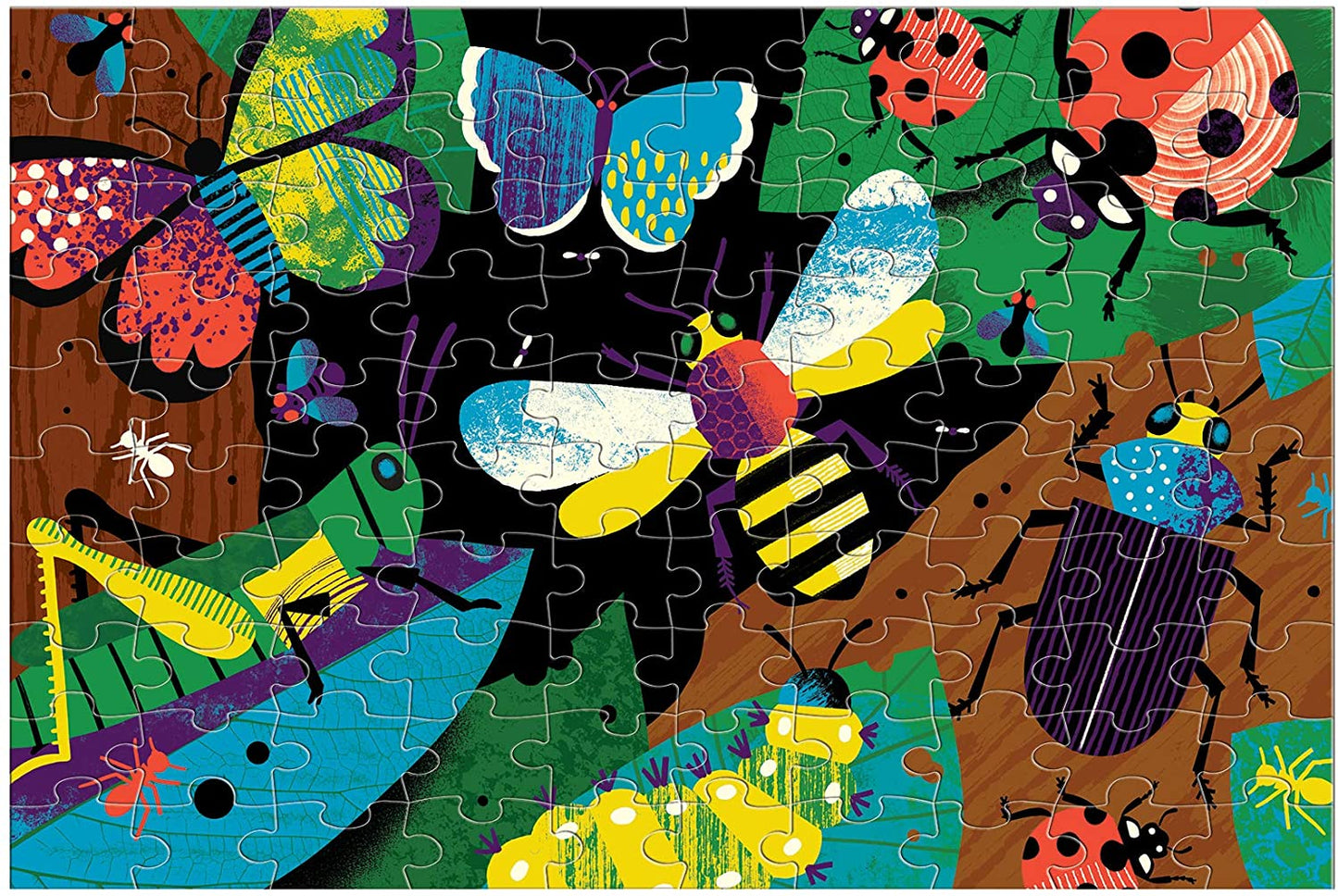 Puzzle Increíbles insectos 100 piezas, brilla en la oscuridad - Mudpuppy