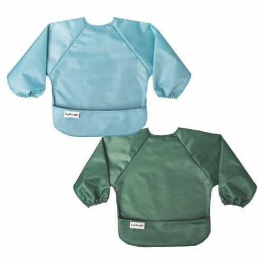 Pack 2 baberos con mangas, Turquesa-Oliva - Tiny Twinkle