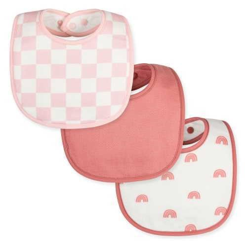 Pack 3 baberos redondos, Cuadros Rosa - Tiny Twinkle