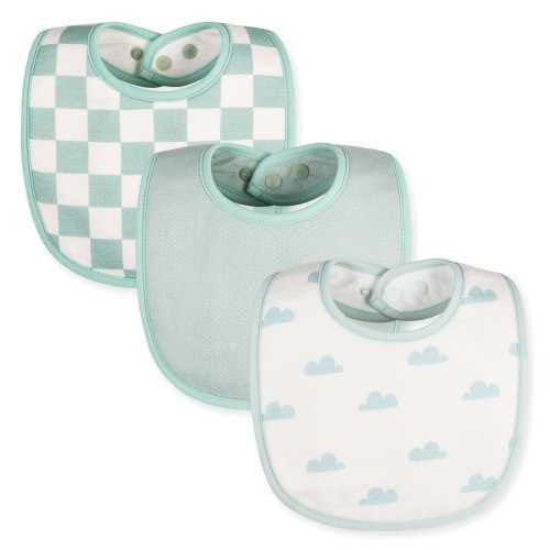 Pack 3 baberos redondos, Cuadros Menta - Tiny Twinkle