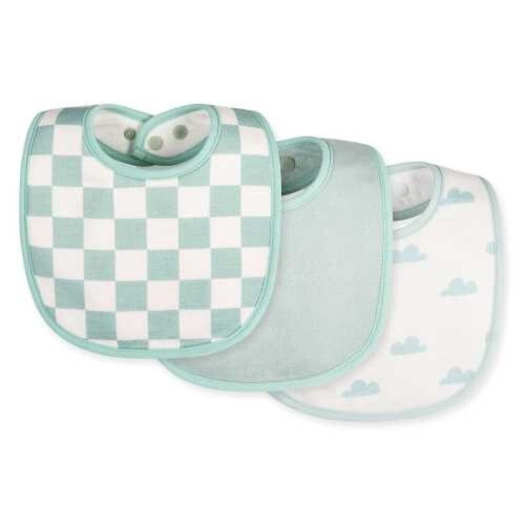 Pack 3 baberos redondos, Cuadros Menta - Tiny Twinkle