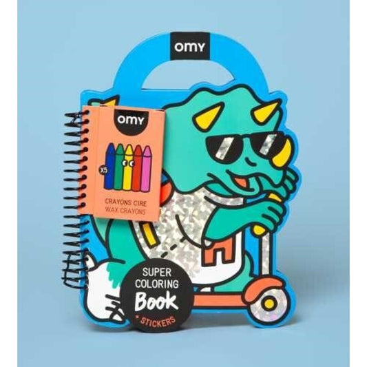 Libro con pinturas y pegatinas, Dinos - Omy