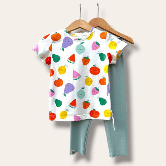 Camiseta frutas y Leggings verde mint - Kurmi Kids