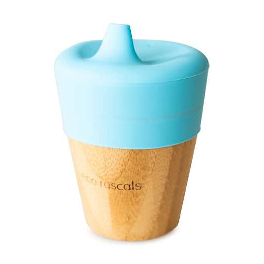 VASO BAMBOO AZUL ECO RASCALS 190 ml.+TAPA