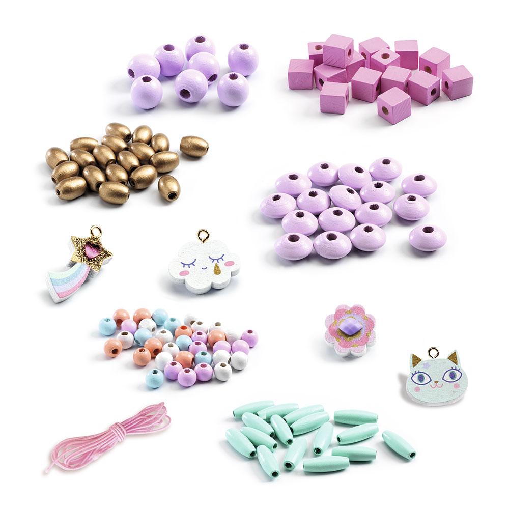 Pulseras de Perlas madera, Arcoíris - Djeco