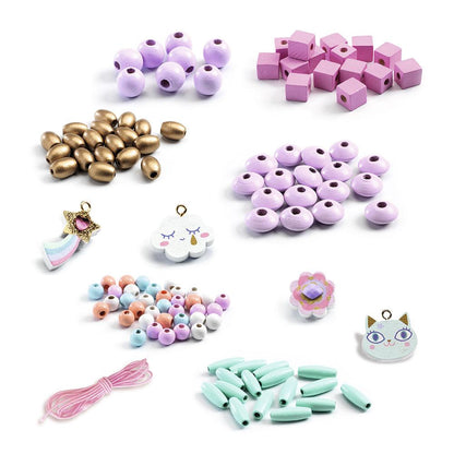 Pulseras de Perlas madera, Arcoíris - Djeco