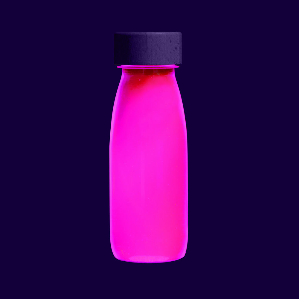 Botella sensorial, Float Bottle Flúo Pink- Petit Boum