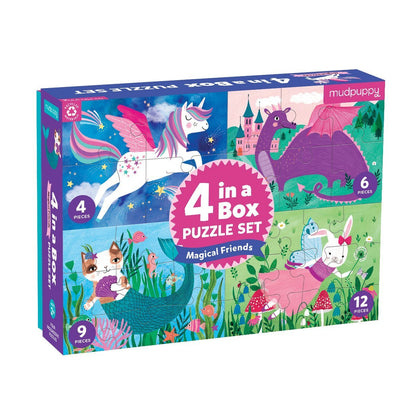 Caja de 4 puzzles Amigos mágicos - Mudpuppy