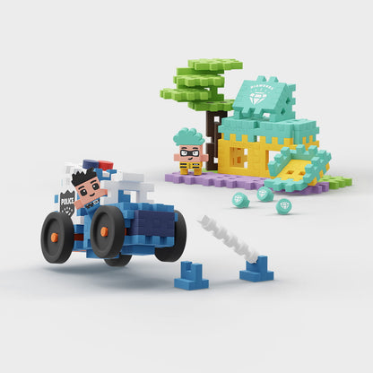 Mini Waffle City Police Car and Yewelry 80 piezas - Marioinex
