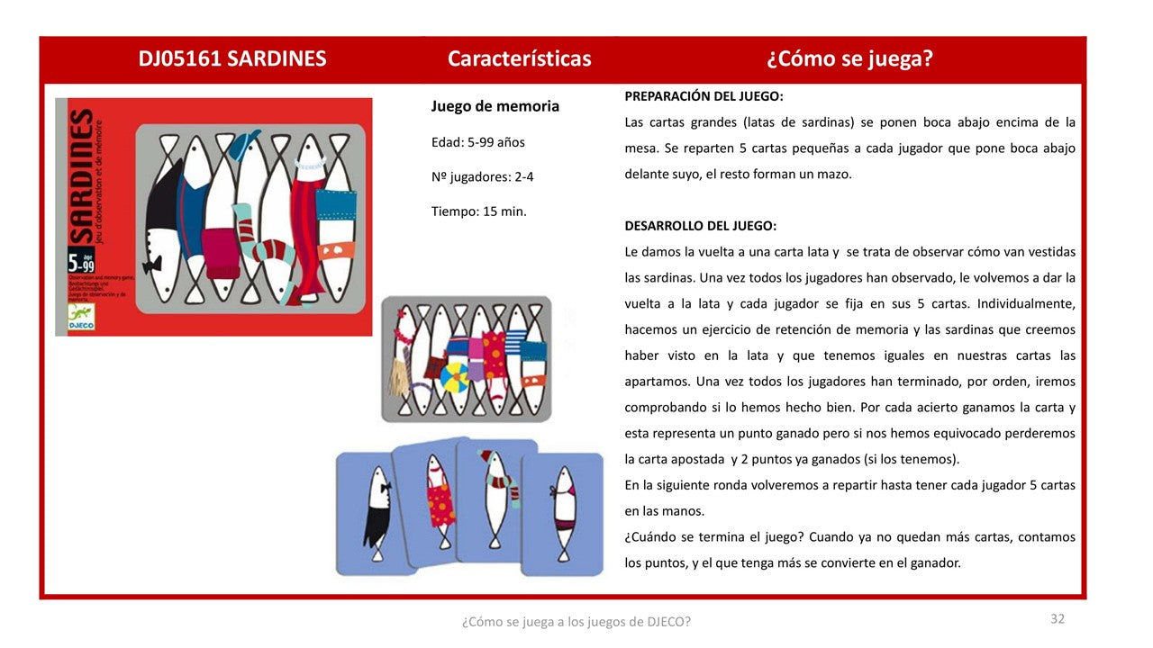 Juego de cartas, Sardines - Djeco