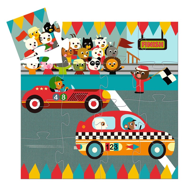 Puzzle silueta El coche de carreras - Djeco