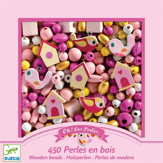 Pulseras de Perlas madera, Pájaros - Djeco