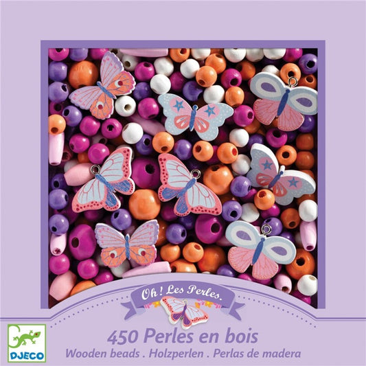 Pulseras de Perlas madera, Mariposas - Djeco