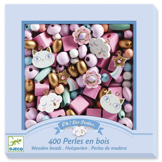Pulseras de Perlas madera, Arcoíris - Djeco