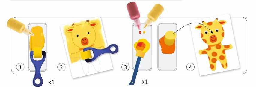 Pintura con esponja, Las aventuras de los peluches - Djeco