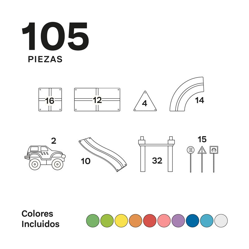 Imanix pista de coches 105 piezas - Braintoys