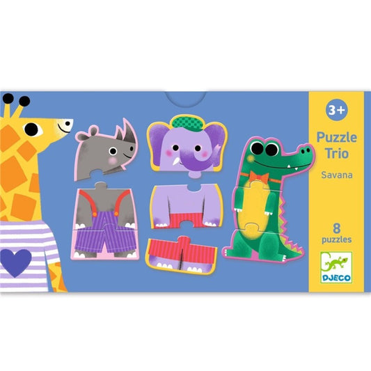 Puzzle trío Savana, educativo - Djeco