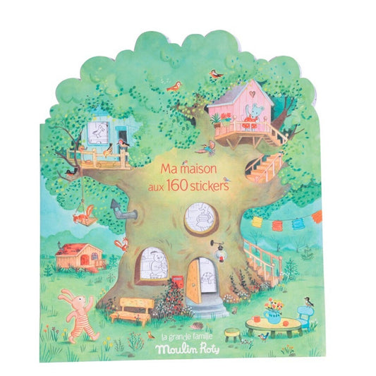 Cuaderno de colorear y pegatinas Gran Familia - Moulin Roty