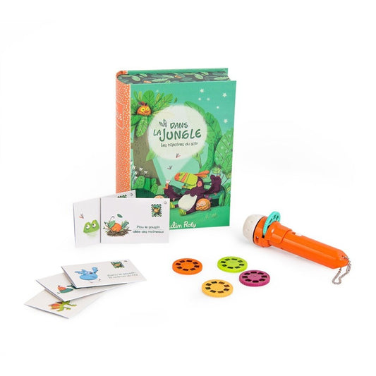 Libro linterna proyector de historias, Jungla - Moulin Roty