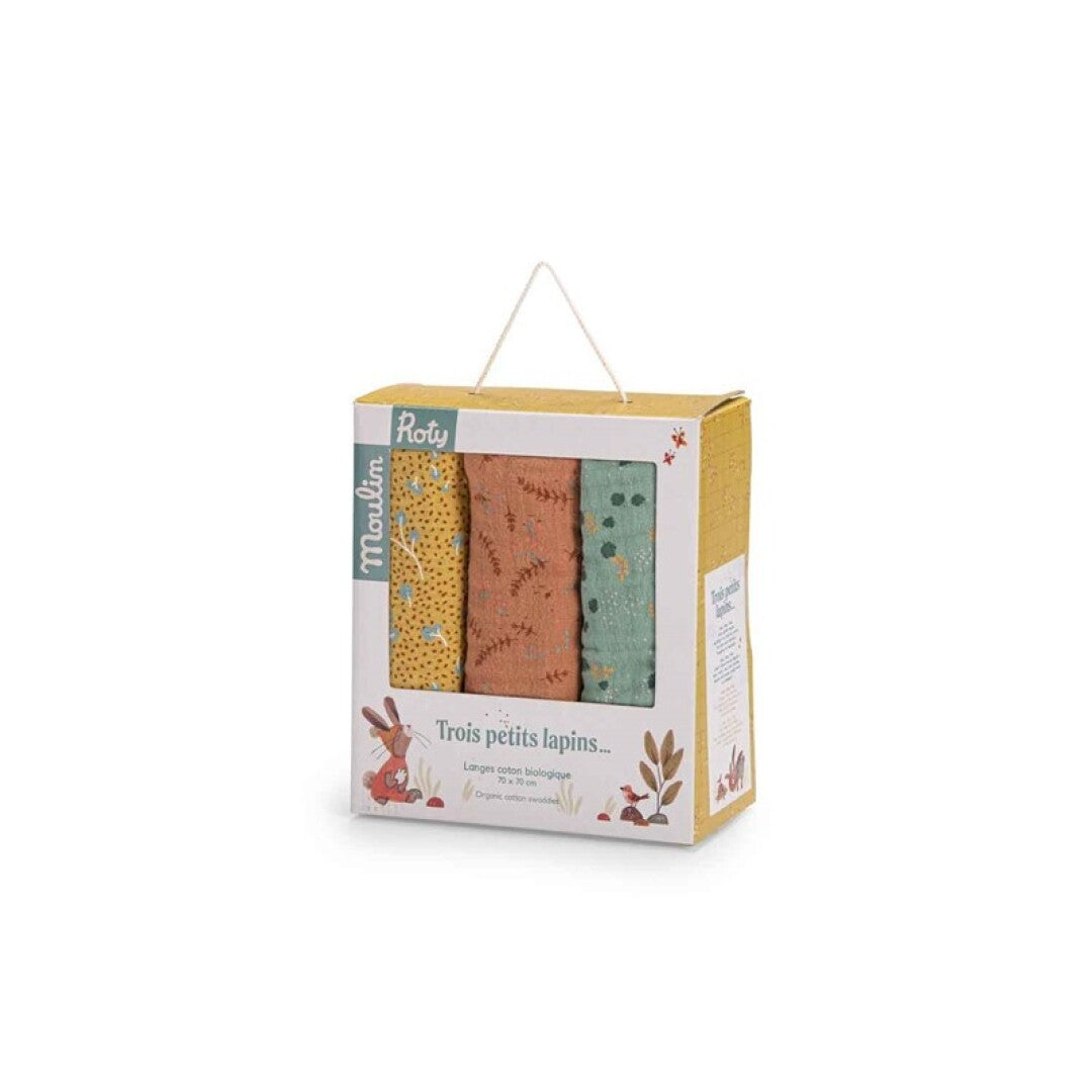 Juego de 3 muselinas Petits Lapins - Moulin Roty
