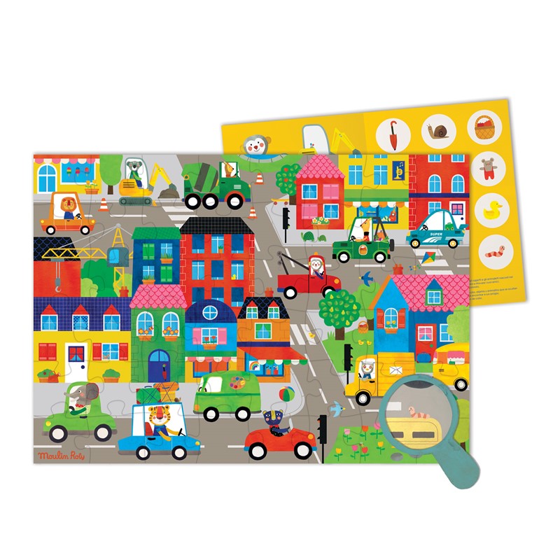 Puzzle En la ciudad (48 piezas) Popipop - Moulin Roty