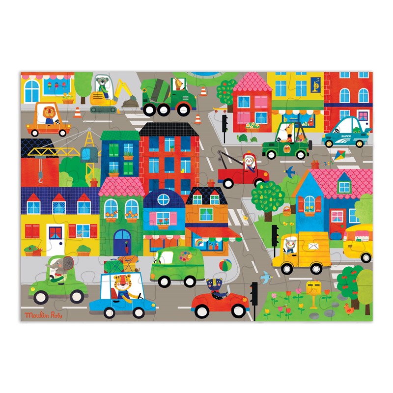 Puzzle En la ciudad (48 piezas) Popipop - Moulin Roty