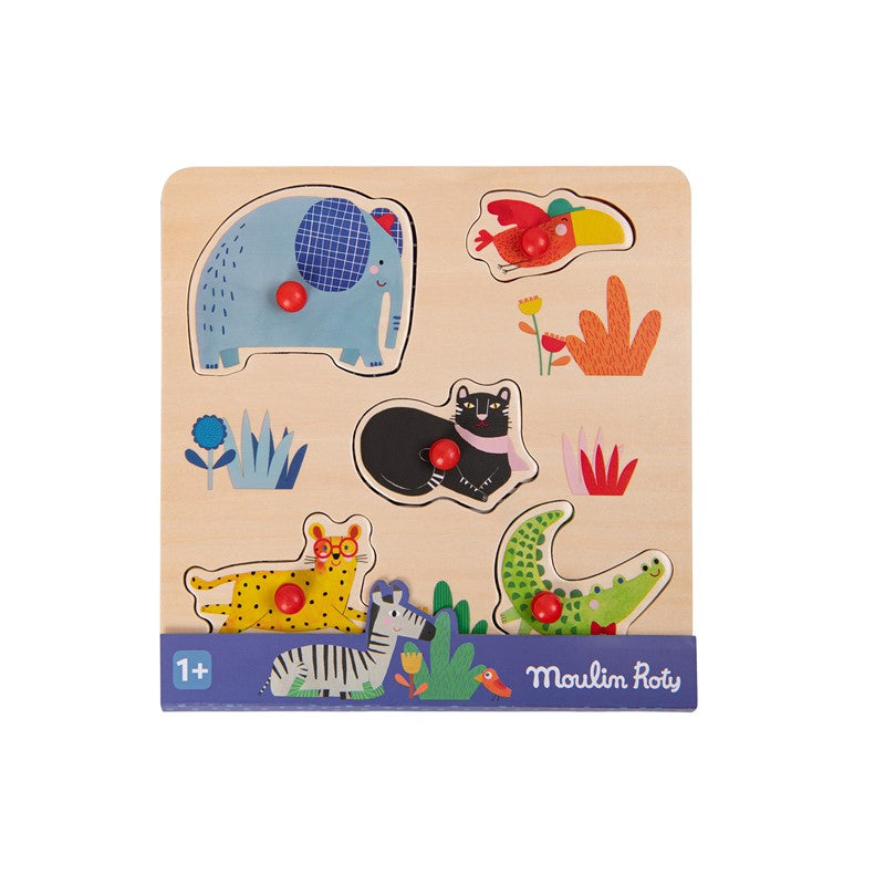 Puzzle encajable 5 animales Toupitis - Moulin Roty