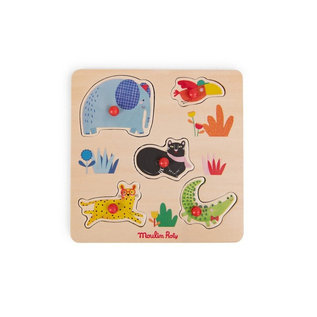 Puzzle encajable 5 animales Toupitis - Moulin Roty