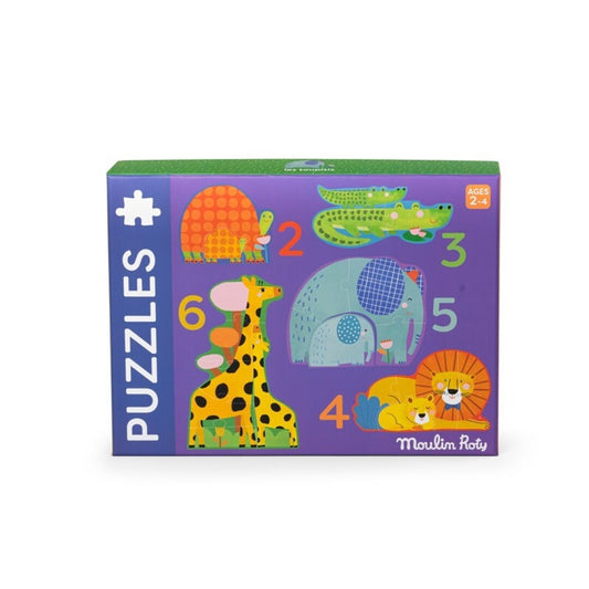 5 puzzles evolutivos Toupitis, 2 a 6 piezas - Moulin Roty