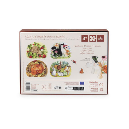 4 mini puzzles, Animales 12 piezas - Moulin Roty