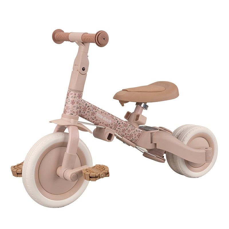 Triciclo con barra, Rosa Flores - Little Dutch